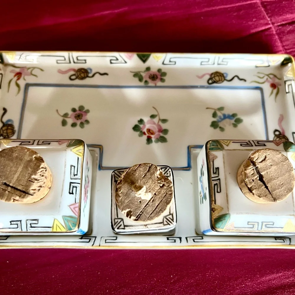 Inkwell or spice jar set, highly collectible,porcelain Nippon marked M Morimura - Picture 12 of 12